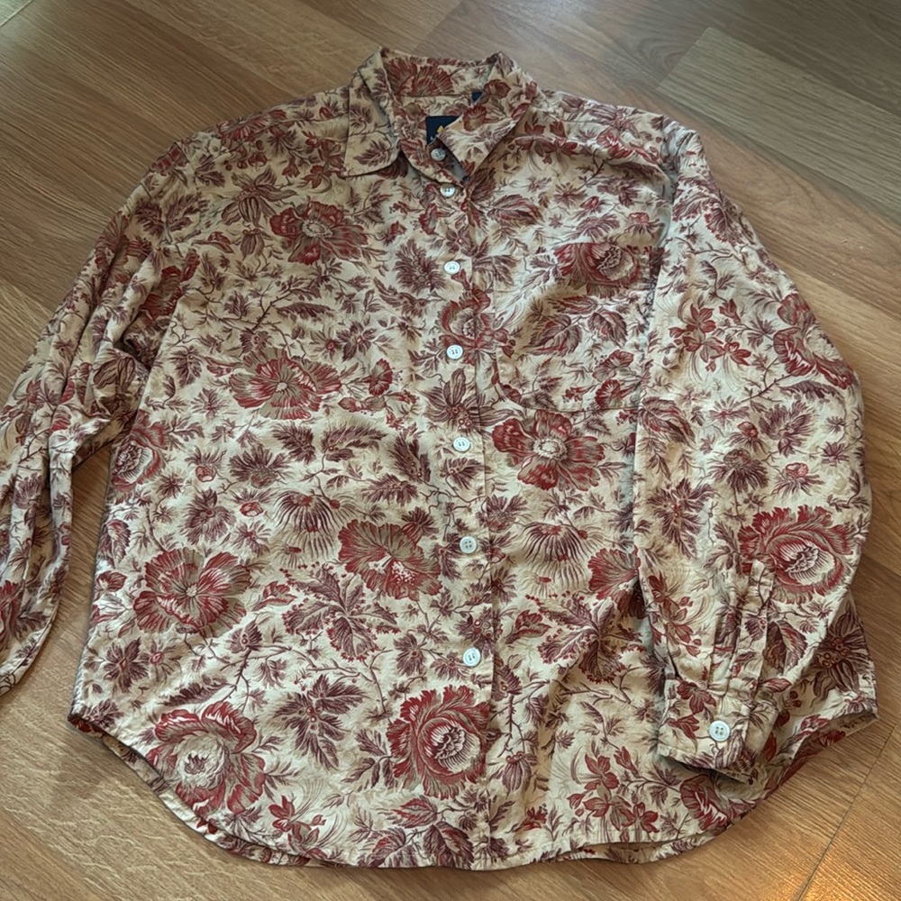 90’s Vintage Liz Claiborne Sport floral long sleeve red top floral autumn
